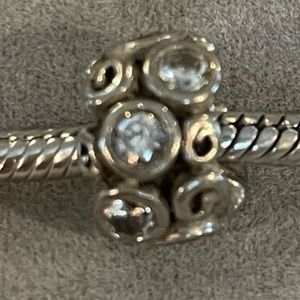 Pandora White Primrose Path Sterling Silver Charm with Clear Zirconia